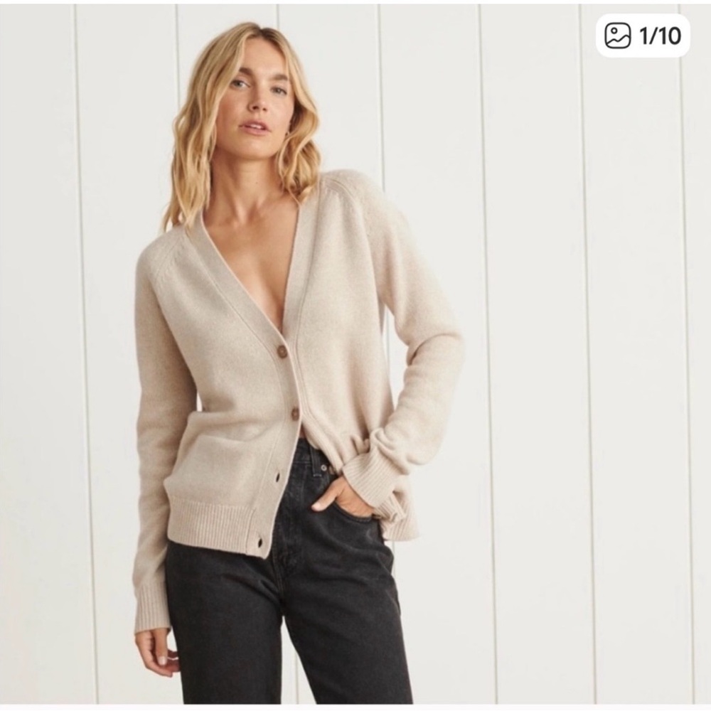 Jenni Kayne Beige Stanford Button-Up Cardigan 100% cashmere